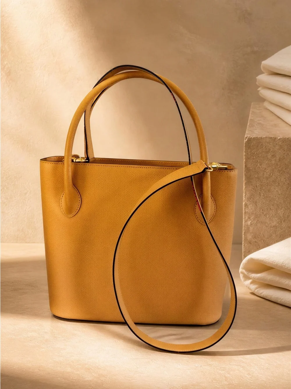 Celine Vintage Leather Two-way Bag in Mustard Yellow - Elegant Everyday Carry
